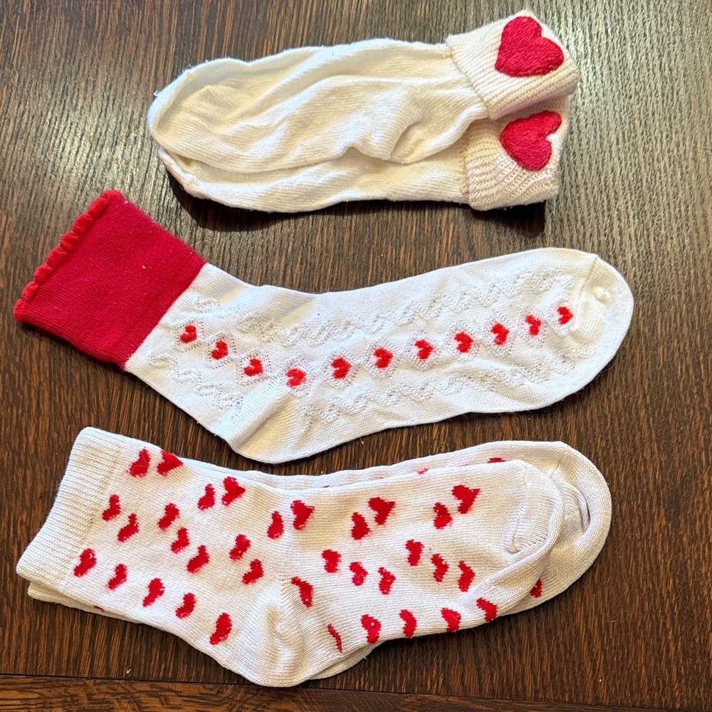 Target White Socks with Red Heart Patterns